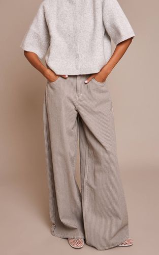 Khaki Jean En Denim Taille Haute À Fines Rayures | Taille 32 - PrettyLittleThing - Modalova
