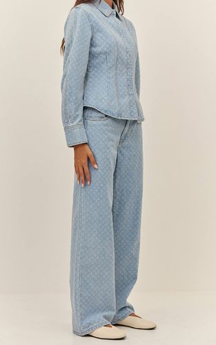 Light Blue Jean Droit Taille Haute En Denim Bouclé | Taille 36 - PrettyLittleThing - Modalova