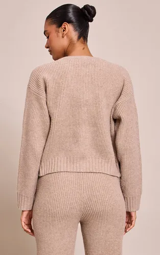 Cardigan Zippé En Maille Côtelée Brossée | Taille XS - PrettyLittleThing - Modalova