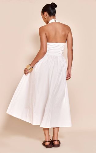 White Robe Midaxi Sans Manches Tissée À Col Licou | Taille 42 - PrettyLittleThing - Modalova