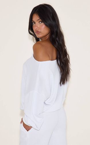 White Sweat-shirt Surdimensionné À Épaule Dénudée | Taille XL - PrettyLittleThing - Modalova