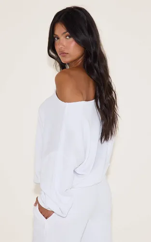 White Sweat-shirt Surdimensionné À Épaule Dénudée | Taille XS - PrettyLittleThing - Modalova