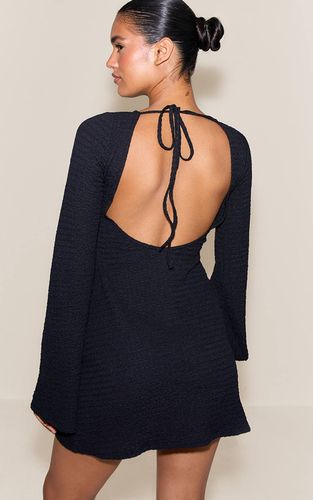 Black Robe Droite À Manches Longues Col Bateau Texturée | Taille 32 - PrettyLittleThing - Modalova
