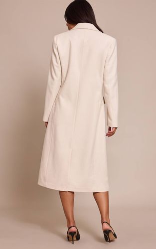 Cream Manteau Long À Carreaux Aspect Laine Avec Détails De Coutures Et Boutonnage Simple | Taille XS - PrettyLittleThing - Modalova