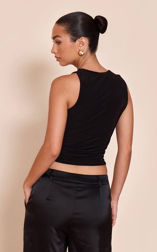 Black Top Long Sans Manches Double Épaisseur Avec Détails De Bordure Slinky | Taille 32 - PrettyLittleThing - Modalova