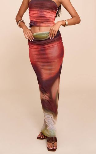 Jupe Longue En Mesh De Mousseline À Imprimé Abstrait | Taille 32 - PrettyLittleThing - Modalova