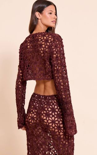 Dark Brown Ensemble Haut Court Boutonné À Fleurs Texturées | Taille 42 - PrettyLittleThing - Modalova