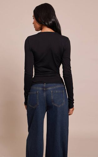 Black Haut À Manches Longues En Coton Col Rond Tall | Taille 36 - PrettyLittleThing - Modalova