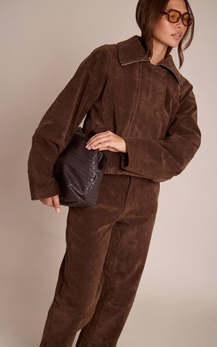 Dark Brown Pantalon Droit En Synthétique | Taille 36 - PrettyLittleThing - Modalova
