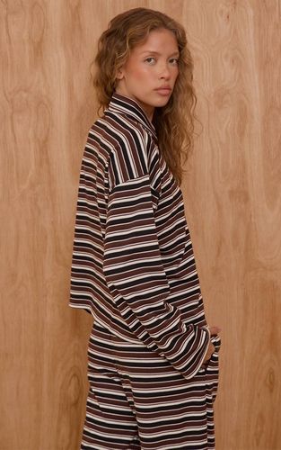 Black Haut Polo Oversize Super Doux À Rayures | Taille 42 - PrettyLittleThing - Modalova