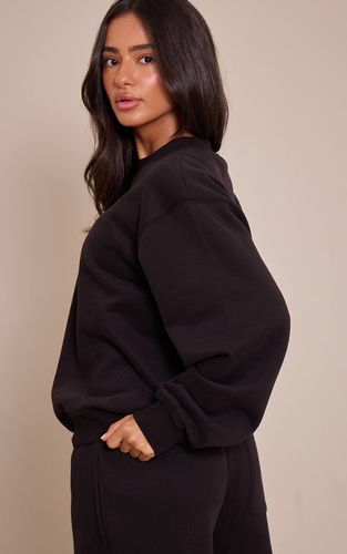 Black Sweat-shirt Ample Col Rond Petite Taille | Taille XS - PrettyLittleThing - Modalova