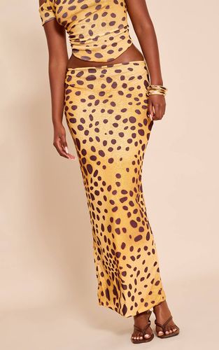 Yellow Jupe Longue Taille Basse En Peau D'oignon Imprimé Plumes | Taille 32 - PrettyLittleThing - Modalova