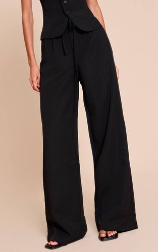 Black Pantalon Large Tissé Ajusté Avec Détail Nœud À La Taille | Taille 42 - PrettyLittleThing - Modalova