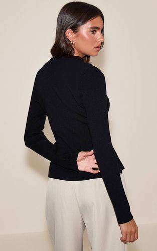 Black Cardigan En Maille Compacte À Basque | Taille XS - PrettyLittleThing - Modalova