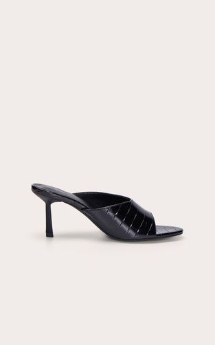 Black Mule À Talon Bout Rond Effet Croco | Taille 31 - PrettyLittleThing - Modalova