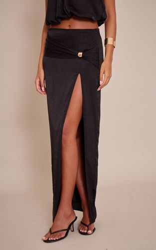 Black Jupe Longue Fendue Avec Détails Métalliques Ensemble Coordonné Tall | Taille 32 - PrettyLittleThing - Modalova