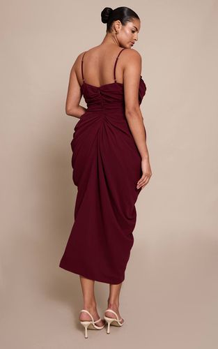 Wine Robe Midi Drapée Froncée En Mousseline Bleu Clair Grande Taille | Taille 54 - PrettyLittleThing - Modalova