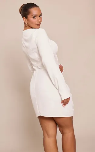 White Robe Mini Moulante À Corset Avec Inserts En Mesh Froncé Sur Les Côtés | Taille 42 - PrettyLittleThing - Modalova
