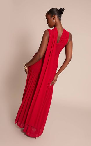 Red Robe Longue En Mesh Avec Détail Foulard | Taille 32 - PrettyLittleThing - Modalova