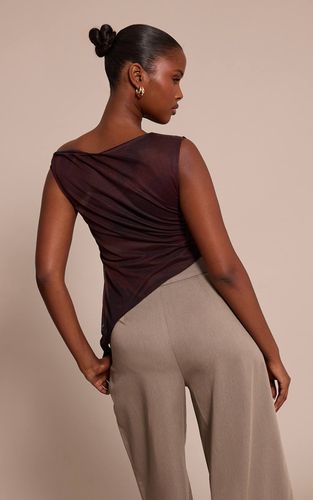 Haut En Mesh À Col Asymétrique Imprimé Cerf | Taille 32 - PrettyLittleThing - Modalova