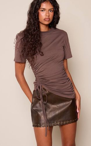 Dark Brown Mini-jupe Tressée En Synthétique | Taille 42 - PrettyLittleThing - Modalova