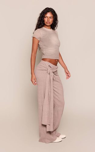 Mushroom Pantalon Droit À Détail Cache-cœur En Tissu Brossé | Taille 42 - PrettyLittleThing - Modalova
