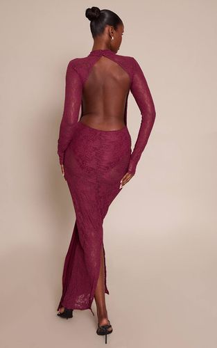 Plum Robe Longue En Dentelle À Manches Longues Avec Détail Cache-cœur | Taille 42 - PrettyLittleThing - Modalova