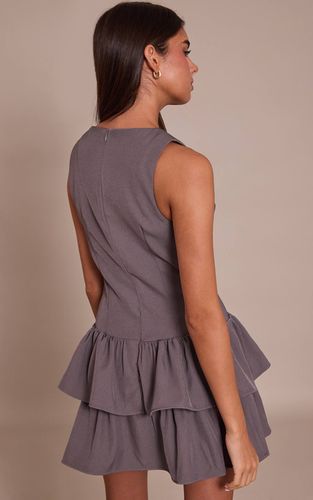 Charcoal Robe Droite À Volants À Carreaux | Taille 42 - PrettyLittleThing - Modalova