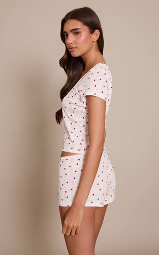 Red Haut De Pyjama À Manches Courtes En Pointelle | Taille XS - PrettyLittleThing - Modalova