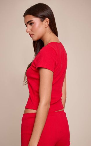Tomato Red Haut De Pyjama À Manches Courtes En Pointelle | Taille XS - PrettyLittleThing - Modalova