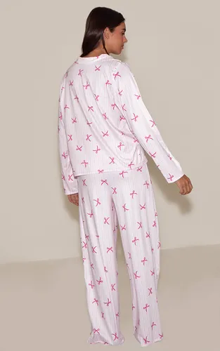Baby Pink Ensemble De Pyjama Imprimé À Manches Longues Avec Boutonnage | Taille XS - PrettyLittleThing - Modalova