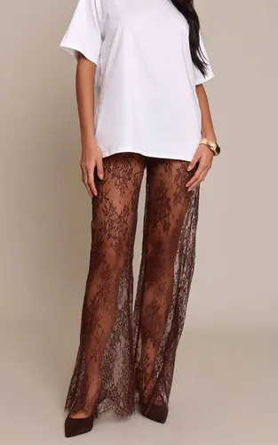 Pantalon Large En Dentelle Transparente | Taille 42 - PrettyLittleThing - Modalova