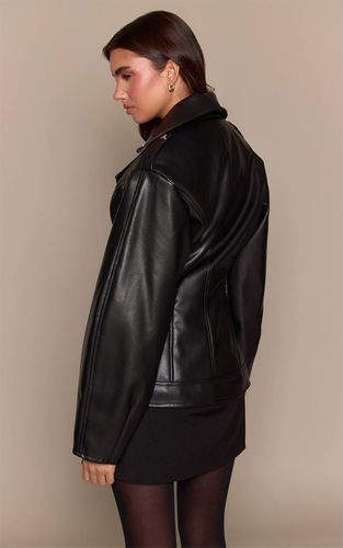 Black Veste De Motard En Synthétique À Taille Cintrée | Taille XS - PrettyLittleThing - Modalova