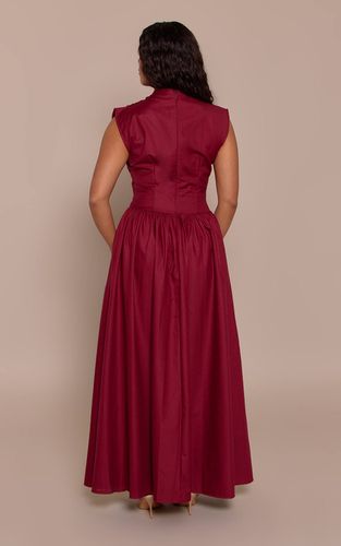 Burgundy Robe Longue Moulante Corsétée À Col Montant En Tissu Tissé Shape | Taille 42 - PrettyLittleThing - Modalova