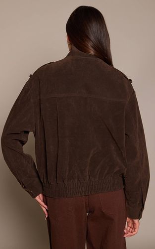 Chocolate Plum Blouson Aviateur En Synthétique Avec Col Montant Et Détails De Poches | Taille XS - PrettyLittleThing - Modalova