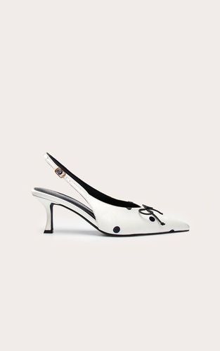 Escarpin Slingback À Talon Chaton Avec Nœud À Pois | Taille 33 - PrettyLittleThing - Modalova