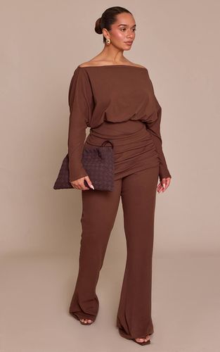 Brown Pantalon Shape À Devant Croisé En Tissu Doux Au Toucher | Taille XS - PrettyLittleThing - Modalova