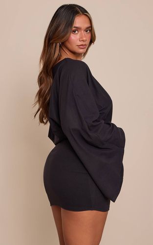 Black Robe Épaules Dénudées Ajustée Toucher Doux | Taille 32 - PrettyLittleThing - Modalova
