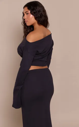 Black Haut Bardot À Manches Longues Toucher Doux Shape | Taille XS - PrettyLittleThing - Modalova