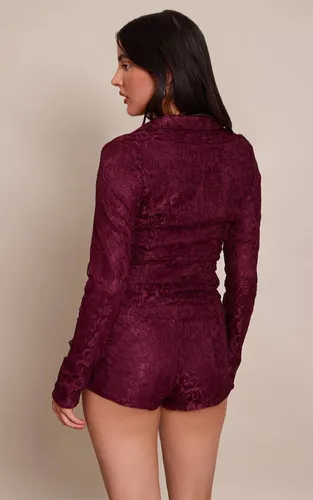 Plum Chemise En Dentelle À Manches Longues | Taille 38 - PrettyLittleThing - Modalova