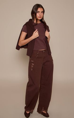 Jean Barrel Bleu Moyen Effet Usé | Taille 32 - PrettyLittleThing - Modalova