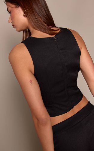 Black Haut Ajusté Tissé À Encolure Carrée | Taille 42 - PrettyLittleThing - Modalova