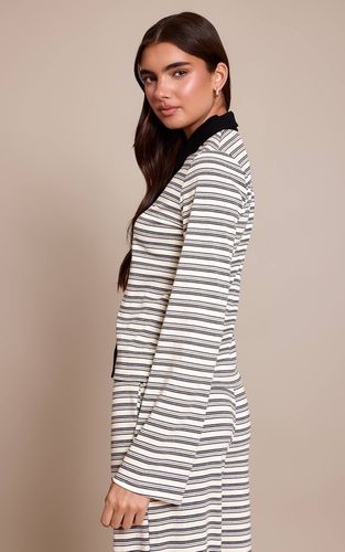 Black Haut Long À Manches Longues À Rayures Avec Col Contrasté | Taille 32 - PrettyLittleThing - Modalova