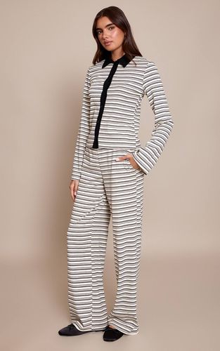 Black Pantalon Slouchy Droit À Rayures Contrastées | Taille 42 - PrettyLittleThing - Modalova