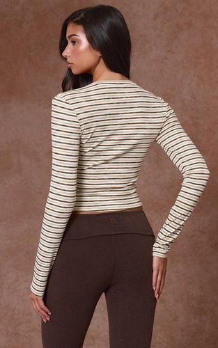 Haut Oversize À Manches Longues En Maille Côtelée Douce Avec Détails Rayés | Taille 32 - PrettyLittleThing - Modalova