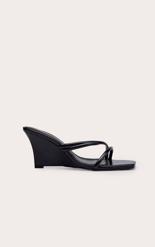 Black Mule Compensée À Brides En Synthétique | Taille 32 - PrettyLittleThing - Modalova
