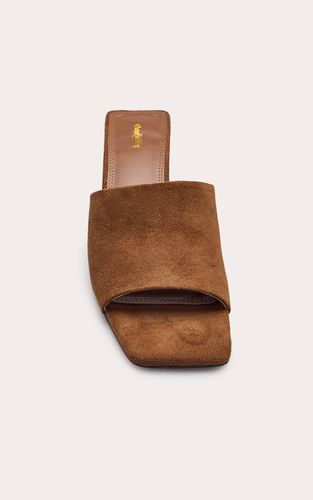 Tan Mules Compensées À Bout Carré En Synthétique | Taille 33 - PrettyLittleThing - Modalova