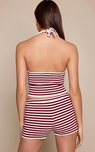 Pink Haut Dos-nu Rayé En Maille | Taille Large - PrettyLittleThing - Modalova