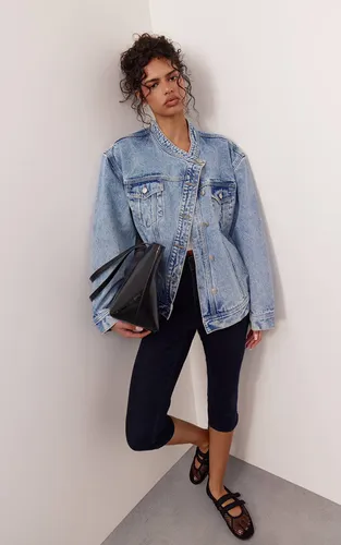 Veste En Jean Boutonnée Asymétrique | Taille 42 - PrettyLittleThing - Modalova
