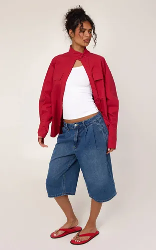 Short En Jean Avec Détail Plissé | Taille 32 - PrettyLittleThing - Modalova
